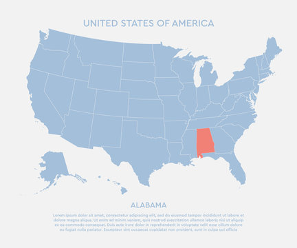 United states of America, state Alabama, USA map