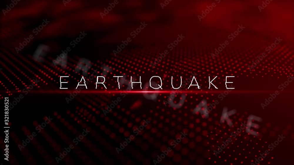 Poster earthquake modern intro text 3d animation with lens flare and depth of field focus blur