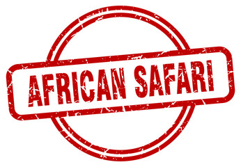 african safari stamp. african safari round vintage grunge sign. african safari