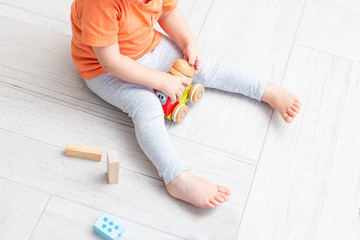 Wooden ecological baby toys. Kids play. Zero waste. Life style