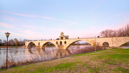 Fototapeta na wymiar Historic Avignon Bridge on the Rhone River Avignon, France.