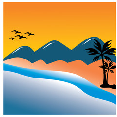 Fototapeta na wymiar Beach logo tamplate vector ilustration