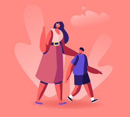 Angry Woman Walking with Son Yelling on People Smoke in Public Place, Mother Arguing with Smokers, Second Hand Passive Smoking Social Problem, Unhealthy Lifestyle Cartoon Flat Vector Illustration