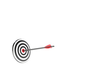 3Dレンダリングによる的に中心に命中する矢の背景イラスト