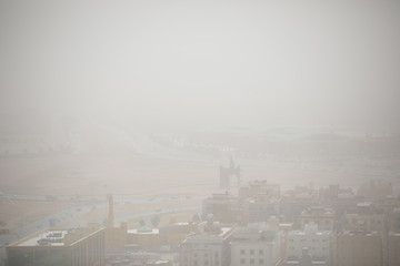Fototapeta premium Sand storm in Jeddah City, Saudi Arabia
