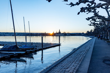 Sonnenuntergang in Konstanz am Bodensee