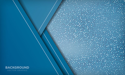 Obraz premium Modern blue background with overlap layer on blue square glitters element. Technology concept. Vector illustration.