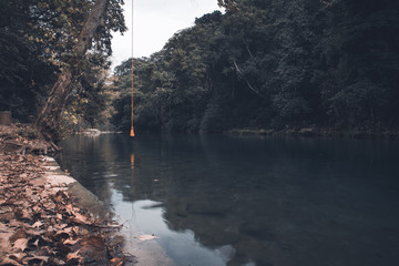 Forest river stones landscape,beautiful panoramic view of the river in Bridge of God and Waterfalls...