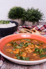Curry de Gambas con arroz Basmati 