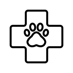 Paw icon vector. Thin line sign. Isolated contour symbol illustration