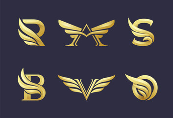 Monogram logo with wing element