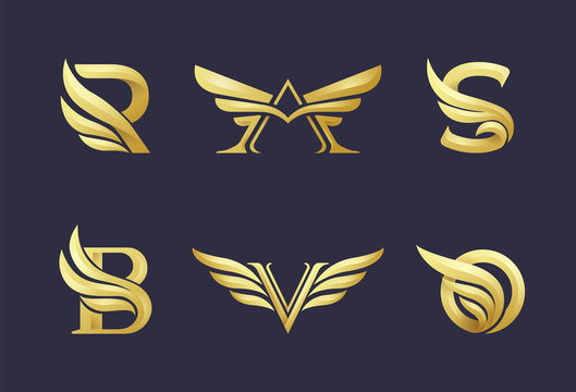 Monogram logo with wing element
