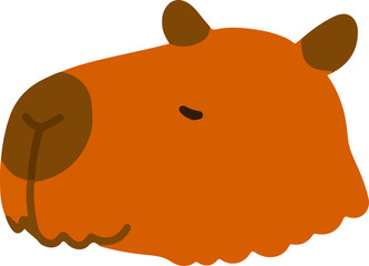 Flat colored cute capybara head