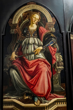 Fortitude, from panels depicting the Virtues in Uffizi Gallery in Florence, Italy