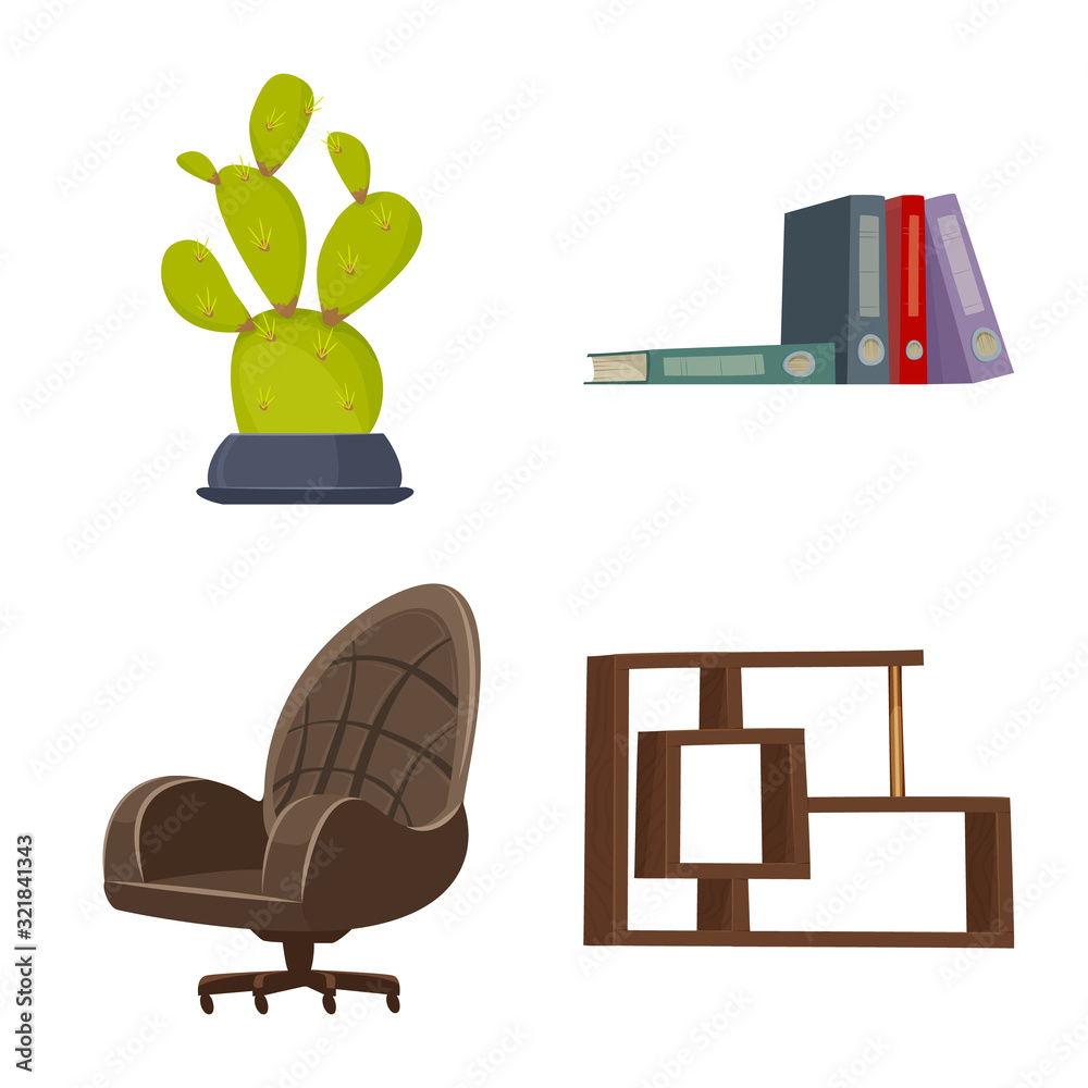 Poster Isolated object of furniture and work logo. Set of furniture and home vector icon for stock.