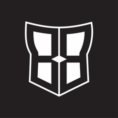 BB Logo monogram with negative space abstract shield shape design template on black background