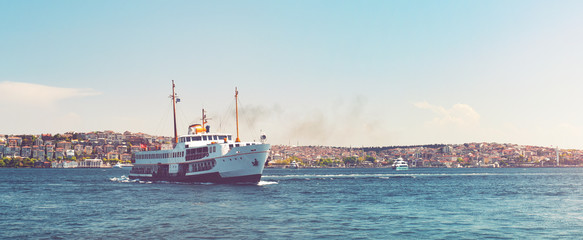 Travel on an old ferry in Istanbul