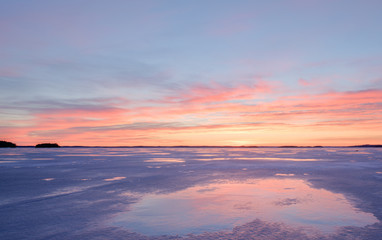 Fototapeta na wymiar Sunset over lake in Finland