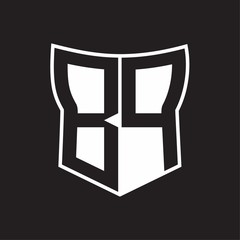 BP Logo monogram with negative space abstract shield shape design template on black background