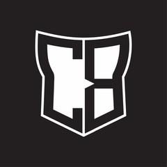 CB Logo monogram with negative space abstract shield shape design template on black background