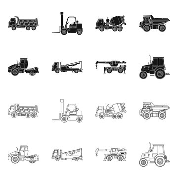 Vector design of build and construction icon. Collection of build and machinery stock vector illustration.