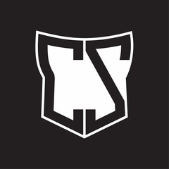 Obraz na płótnie Canvas CS Logo monogram with negative space abstract shield shape design template on black background