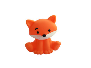 Bath rubber fox toy for children. Isolated on white background.