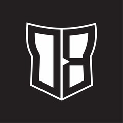 DB Logo monogram with negative space abstract shield shape design template on black background