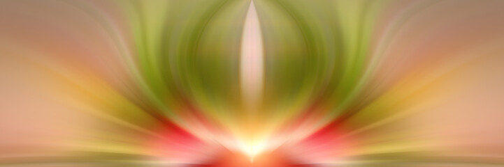 Abstract energy flower. Red and green background for text: yoga, aura, magic, hypnosis, meditation,...