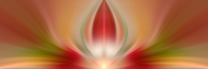 Abstract energy flower. Red and green background for text: yoga, aura, magic, hypnosis, meditation,...