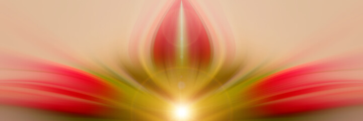 Abstract energy flower. Red and green background for text: yoga, aura, magic, hypnosis, meditation,...