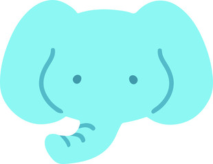 Flat colored blue elephant head