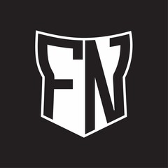 Obraz na płótnie Canvas FN Logo monogram with negative space abstract shield shape design template on black background