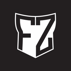 FZ Logo monogram with negative space abstract shield shape design template on black background