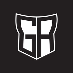 GA Logo monogram with negative space abstract shield shape design template on black background