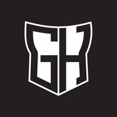 GH Logo monogram with negative space abstract shield shape design template on black background