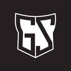 Obraz na płótnie Canvas GS Logo monogram with negative space abstract shield shape design template on black background