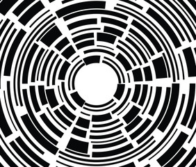 Abstract halftone dots in spiral form. Geometric dotted shape. Monochrome background. Design element for prints, web pages, template