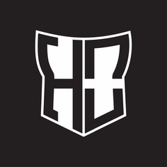 HO Logo monogram with negative space abstract shield shape design template on black background