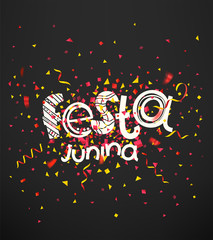 Festa junina vector banner with confetti and text