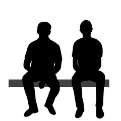 vector, isolated, black silhouette of a man sitting