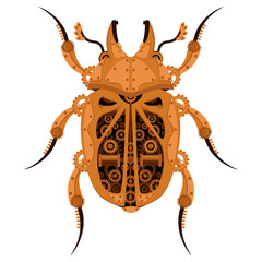 Vector steampunk beetle. Mechanical insect on a white isolated background.