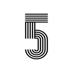 Five outline icon isolated. Symbol, logo illustration for mobile concept and web design.