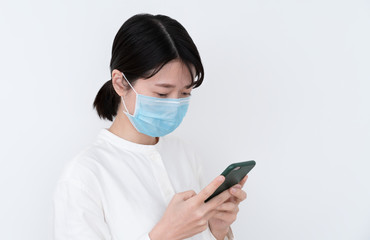 Asian woman wearing a protective mask