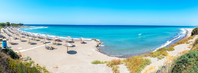 Panoramic view of beach near ancient city of Kamiros (Rhodes, Greece)