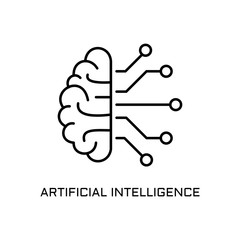 Artificial Intelligence icon. Outline thin line flat illustration. Isolated on white background. 