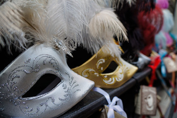 Carnival masks close up in Venice, Italy