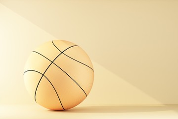 basketball ball lit by a ray of light