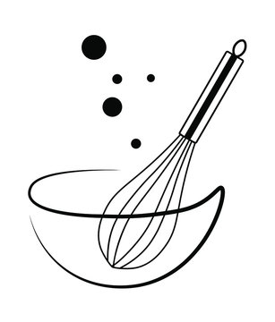 a bowl with a mixer design illustration 