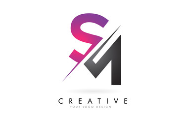Obraz premium SM S M Letter Logo with Colorblock Design and Creative Cut.